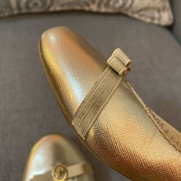 Michael Kors Sz 3 Gold Saffiano Ballet Flats - Picture 15 of 15